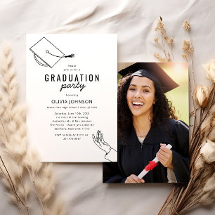 Invitation Simple Femme Photo Graduation Party