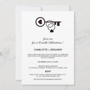 Invitation Simple Fête de Chauffe-Maison et Fiançailles