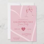 Invitation Simple fête de Galentine’s Day avec dîner (Devant)