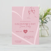 Invitation Simple fête de Galentine’s Day avec dîner (Debout devant)
