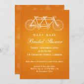 Invitation Simple Fête de l'mariée Tandem Bike Orange (Devant / Derrière)