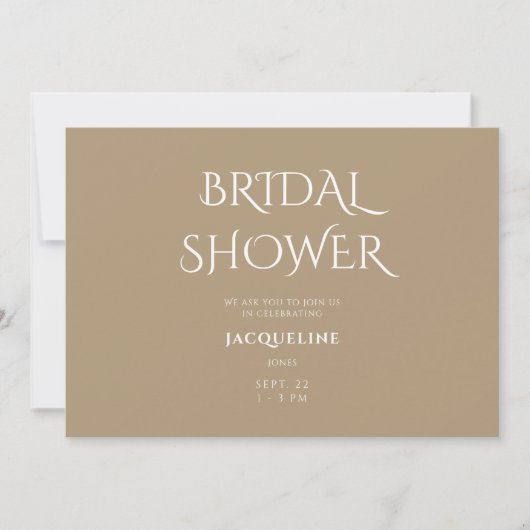 Invitation Simple Fête de Mariage au Beige (Devant)