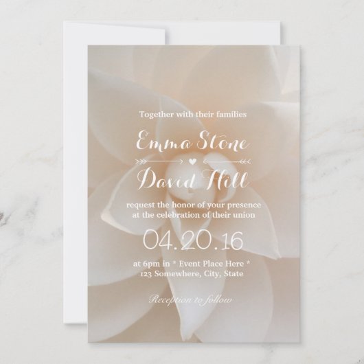 Invitation Simple fête de mariage de jardin fleuri blanc (Devant)