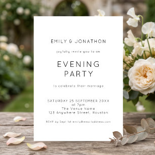 Invitation Simple Fête de Mariage Soirée Noir et Blanc