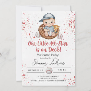 Invitation Simple Fête de Naissance de Baseball Un Petit Batt