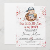 Invitation Simple Fête de Naissance de Baseball Un Petit Batt (Devant / Derrière)