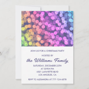 Invitation Simple fête de Noël Confetti Arc-en-ciel