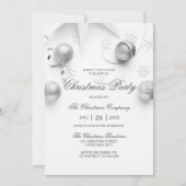 Invitation Simple fête de Noël d'entreprise blanche et argent (Devant)
