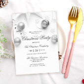 Invitation Simple fête de Noël d'entreprise blanche et argent