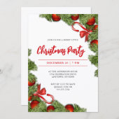 Invitation Simple fête de Noël Festive Baubles (Devant / Derrière)