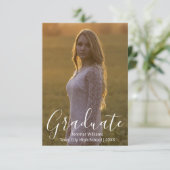 Invitation simple fête de remise de diplômes photo calligraph (Debout devant)