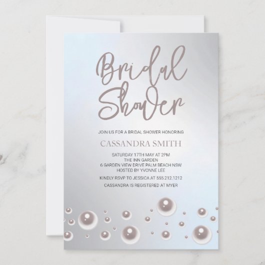 Invitation Simple Fête des mariées blanche unique en argent p (Devant)