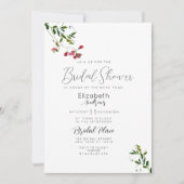 Invitation Simple Fête des mariées de flore botanique rose ro (Devant)