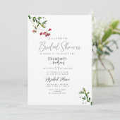 Invitation Simple Fête des mariées de flore botanique rose ro (Debout devant)