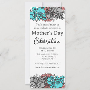 Invitation Simple fête des mères Thème floral