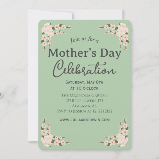 Invitation Simple fête des mères | Thème floral (Devant)
