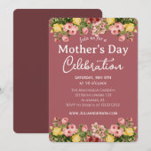 Invitation Simple fête des mères | Thème floral (Devant / Derrière)