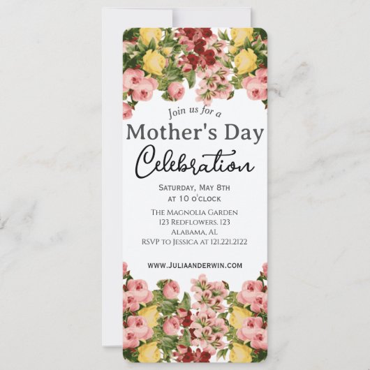 Invitation Simple fête des mères | Thème floral (Devant)