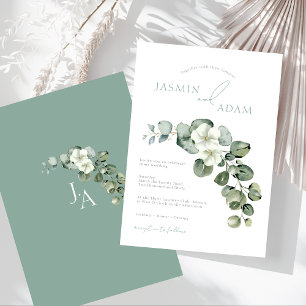 Invitation Simple feuillage d'eucalyptus pour mariage