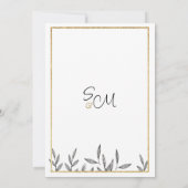 Invitation Simple feuillage d'or noir blanc Enregistrer la da (Dos)