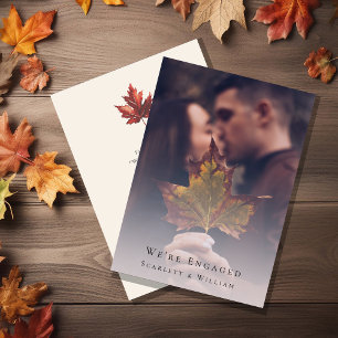 Invitation Simple Feuille D'automne Crème Élégant Photo Nous
