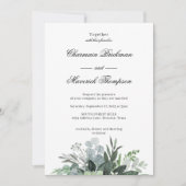 Invitation Simple feuille de verdure photo noir blanc Mariage (Devant)