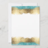 Invitation Simple feuille d'or aqua bleu bordure douche nupti (Dos)