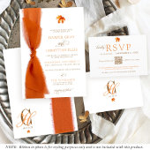Invitation Simple Feuilles D'automne Ruban Moderne Mariage D'
