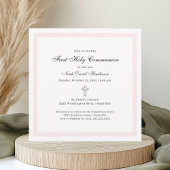 Invitation Simple First Holy Communion Pink White