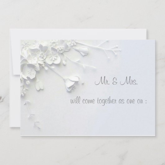 Invitation simple fleur 3D blanche (Devant)