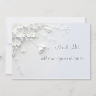 Invitation simple fleur 3D blanche