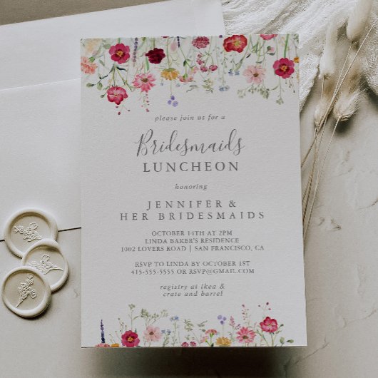 Invitation Simple Fleur sauvage Bridesmaids Luncheon Douche