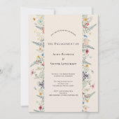 Invitation Simple Fleur sauvage Fern Beige Engagement Party (Devant)