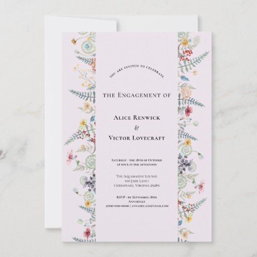 Invitation Simple Fleur sauvage Fern Lavender (Devant)