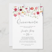 Invitation Simple Fleur sauvage multicolore Quinceañera (Devant)