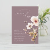 Invitation Simple Fleurs Sauvages Violettes Roses Mariage Flo (Debout devant)