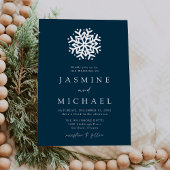 Invitation Simple Flocon de Neige Mariage Navy
