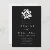 Invitation Simple Flocon de Neige Mariage Noir et Blanc (Devant)