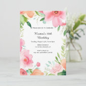 Invitation simple Floral Anniversaire (Debout devant)