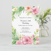 Invitation simple Floral Anniversaire (Debout devant)