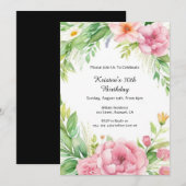 Invitation simple Floral Anniversaire (Devant / Derrière)