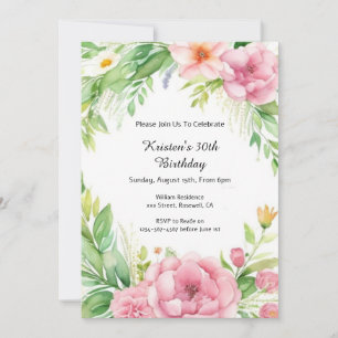 Invitation simple Floral Anniversaire