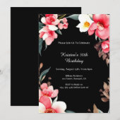 Invitation simple Floral Anniversaire (Devant / Derrière)