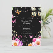 Invitation simple Floral Anniversaire (Debout devant)