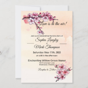 Invitation Simple Floral Aquarelle Rose Et Ivoire