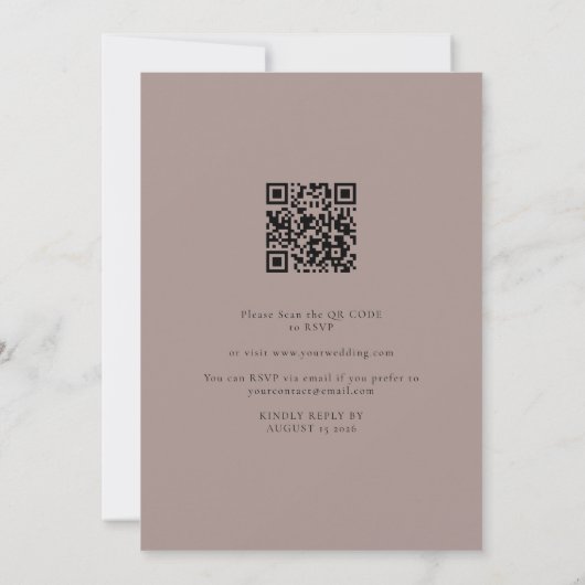 Invitation Simple Floral Automne Neutre Budget QR Code Mariag (Dos)