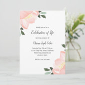 Invitation Simple Floral Blush Pink Celebration of Life (Debout devant)