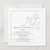 Invitation Simple Floral Elégante Fête des mariées blanche no (Devant)