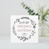 Invitation Simple Floral Enregistrer La Date QR Code Mariage (Debout devant)