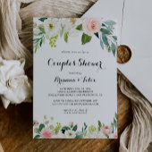 Invitation Simple Floral Green Calligraphie Couples Douche